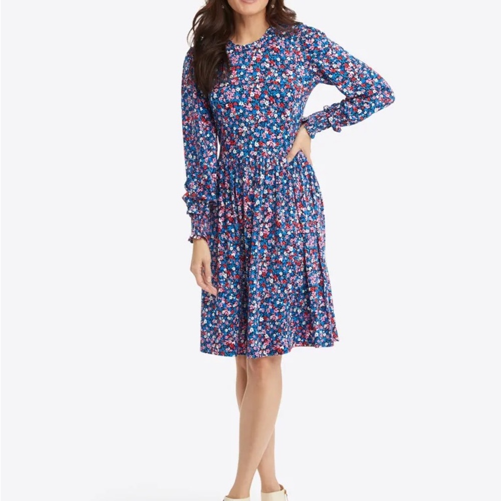 Draper James Long Sleeve Kitty Dress in Whispy Floral Plus Size 1X